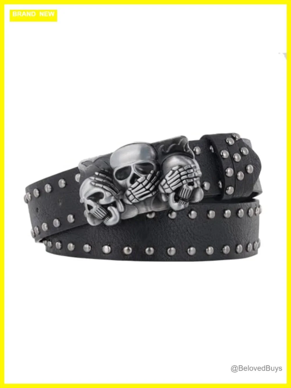 Skull Head Faux Leather Buckle Belt Gothic Punk Waist Band Adjustable